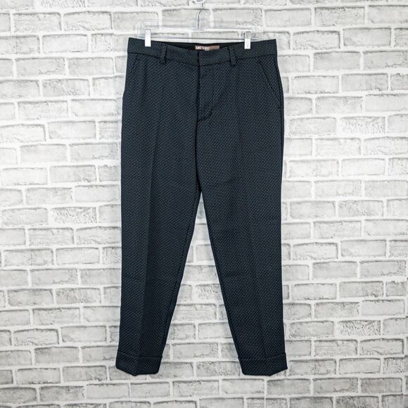 MR TURK Men's Blue Houndstooth Trouser Dress Pants flat front Size 32 - Picture 1 of 10